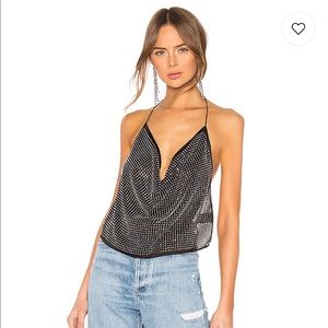 For Love & Lemons After Dark Halter Top in Black